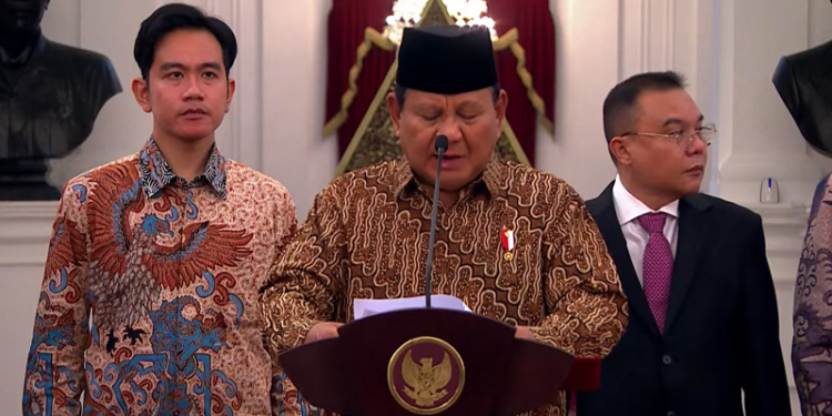 Presiden Prabowo Subianto dan Wakil Presiden Gibran Rakabuming Raka Umumkan Susunan Kabinet Merah Putih Periode 2024-2029