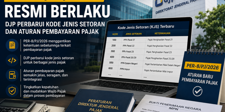 PER-8/PJ/2026 Resmi Berlaku, DJP Perbarui Kode Jenis Setoran dan Aturan Pembayaran Pajak
